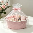 thumbnail image 6 of Woven Cotton Storage Basket with Handles, Decorative Gift and Organizer Basket for Shelf, Closet, Bathroom and Pantry, Light Pink, 6 of 6