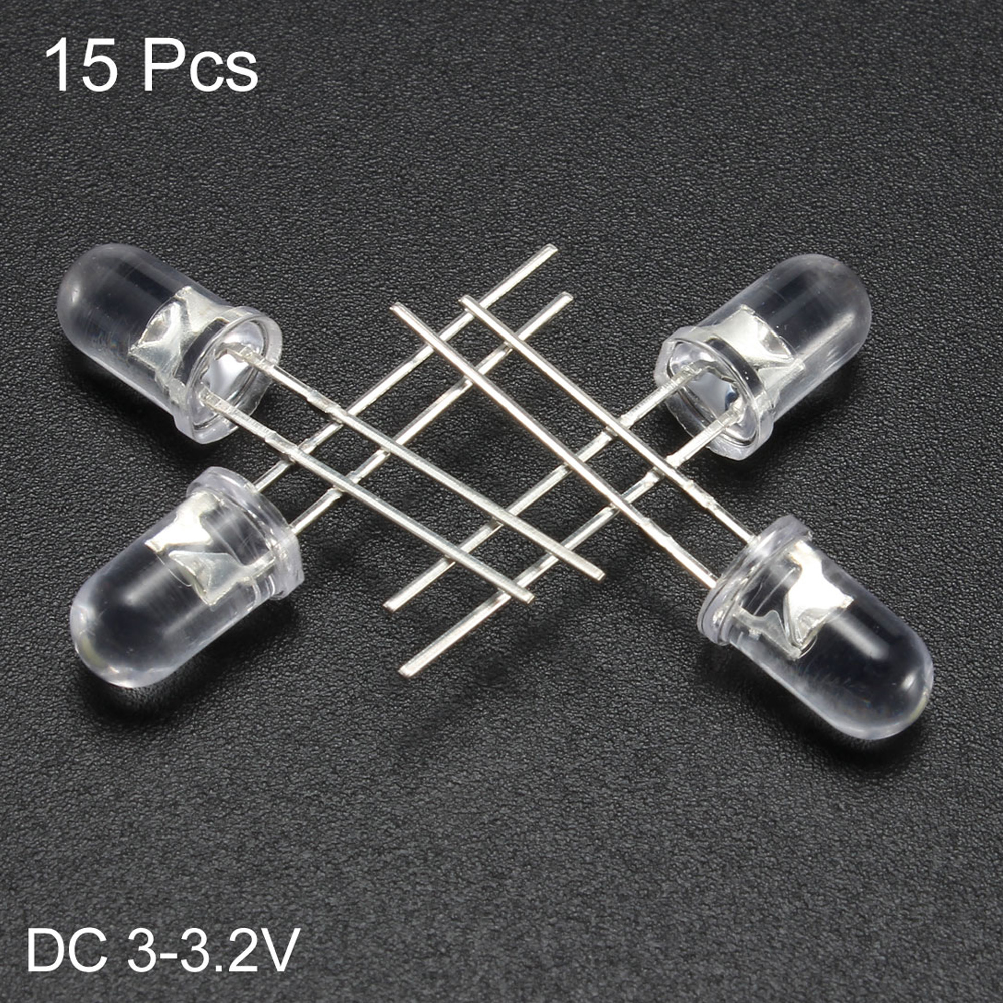5mm LED Diode Lights - 15pcs White Lights Diodes DC3-3.2V Lamps Light Emitting Diode - image 2 of 5