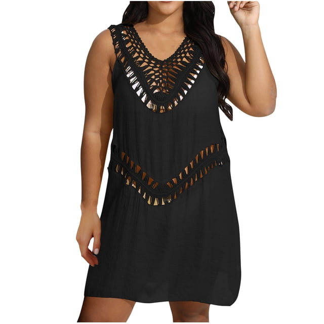 Birdeem Robes pour Femmes Robe Surdimensionnée Ajourée Col Rond Ceinture Manches Courtes Grande Jupe Couleur Unie
