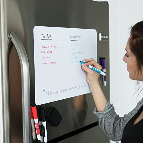 Door and Wall Magnetic Dry Erase Calendar Stainless Steel Fridge Magnetic Whiteboard 17X12Whiteboard Weekly Monthly White Board Planner Set for Refrigerator 