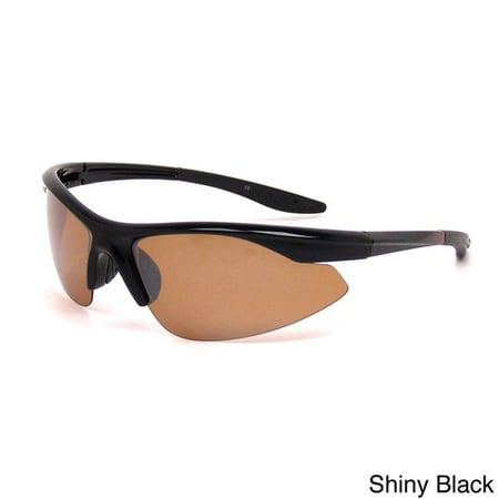 Extreme Optiks  'SuperBlade' Polarized Sport Sunglasses Shiny Black Crystal/Brown Polarized Black