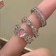 thumbnail image 5 of Anillo de imitación de ojo de gato con diseño de nicho Sense, color rosa y morado, con espinas de amor, elegante y moderno, conjunto de tres piezas, 5 of 5