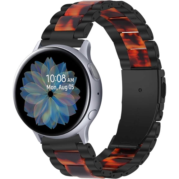 REOQ 20MM Watch Band Compatible with Samsung Galaxy Watch 3 41mm/Galaxy Active 2 40mm 44mm/Active 40mm/Galaxy Watch 42mm Strap, Stainless Steel and Resin Replacement Wristband Bracelet
