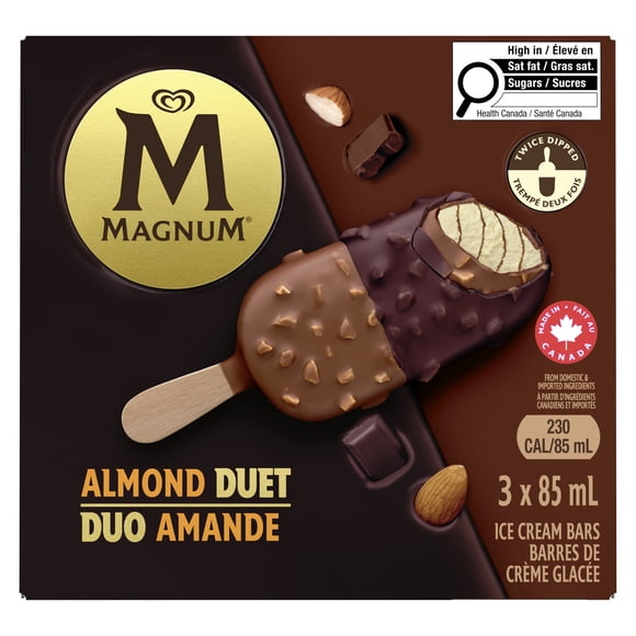 Magnum Almond Duet Ice Cream Bars, 3 x 85 ml
