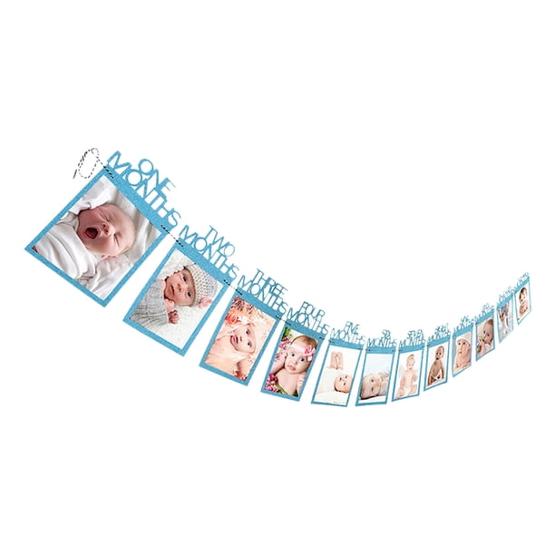 Pancarta de fotos de bebé de 16,4 pies para recién nacido, 12 meses de crecimiento, pantalla de imagen, letrero colgante, guirnalda de crecimiento