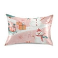 thumbnail image 7 of Yayeee Pillowcase Standard Size Set of 2 Satin Wrinkle Resistant Pillow Case, Pink Christmas Snowman, 7 of 7