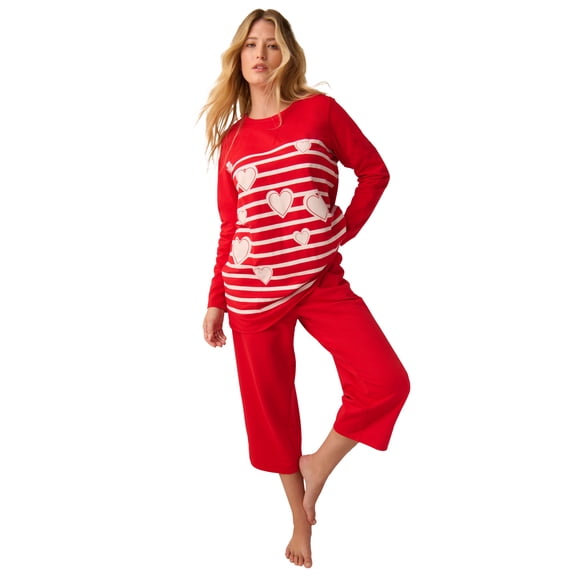 Avenue Women's Plus Size Body 2-Piece Set Sweatshirt Capri