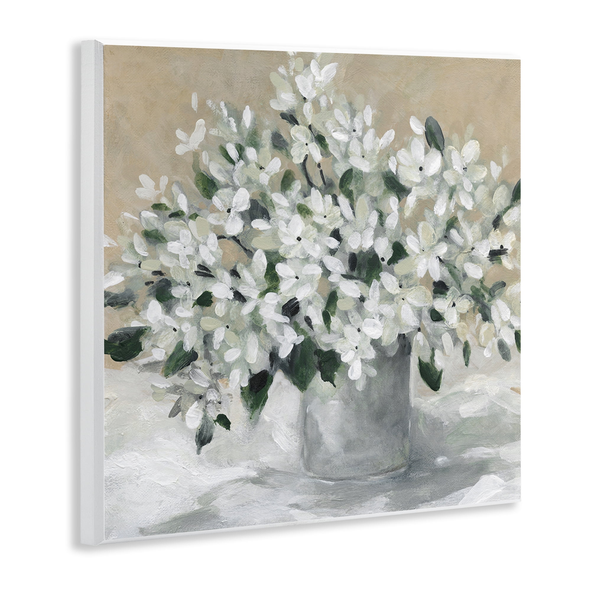 Stupell Industries Potted White Blooms Botanical & Floral Painting Unframed Art Print Wall Art, 12 x 12