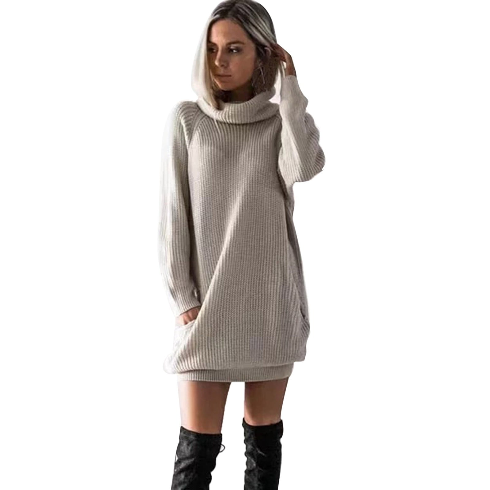 roll neck knit dress