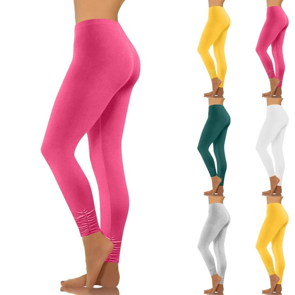 Women's Stretch Fabric Casual Trumpet Leggings Mid Rise Tummy Smoothing with Elastic Waistband Lightweight Activewear for Yoga Running or Gym Workouts Versatile JASKFLY Hot Pink 3XL
