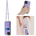 thumbnail image 2 of Dteck Crossbody Strap Case for iPhone 15 Plus, Shockproof Leather Case Card Slots Wallet Back with Ring Holder Kickstand Cover for iPhone 15 Plus ,Purple, 2 of 6