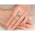 thumbnail image 4 of Halo Art Deco 2 Carat Green Emerald 8x6mm Oval Cut And Moissanite Diamond Engagement Ring in 10k White Gold, 4 of 4