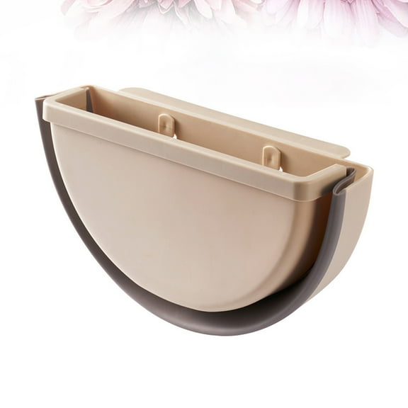 WORGEOUS Foldable Trash Can Collapsible Plastic Garbage Bag Wall Mounted Hanging Storage Box Wastepaper Basket for Home Kitchen (Beige)