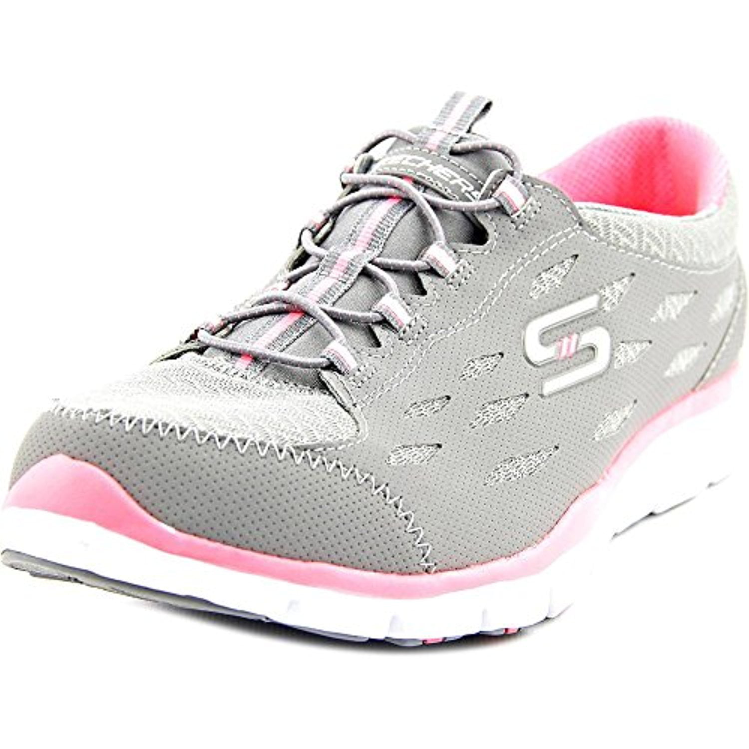 gray and pink skechers
