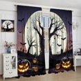 thumbnail image 3 of Skull Curtains，Gothic Skeleton Black Halloween Pattern Drapes Window 2 Panel Rod Pocket Curtain for Bedroom Living Room Decor 28" W X 40" L, 3 of 7