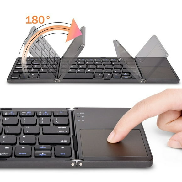 Amdohai Foldable Bluetooth Keyboard with Touchpad Compatible with iOS/Mac OS - Multi Device Rechargeable Wireless Keyboard with Trackpad for iMac, iPad, iPad Pro, iPad Air, iPad Mini, iPhone
