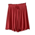 thumbnail image 2 of SwiftWear Women's Loose Fit Sleep Shorts Modal Blend Lounge Pants High Waist Comfy Sleepwear Ruffle Hem Casual Pajama Bottoms, Red, 2 of 7