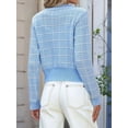 thumbnail image 2 of Womens Open Front Button Down Long Sleeve Texture Knit Cardigan Sweaters with Pockets Blue S, 2 of 8