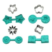 4 Style Flower Petal Veiner Silicone Molds with 4Pcs Stainless Steel Cutter Mould Set DIY Handmade Fondant Cake Decoration Tool