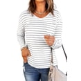 thumbnail image 5 of Women's Striped V Neck Long Sleeve Top, 5 of 5
