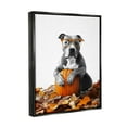 thumbnail image 4 of Stupell Industries Pit Bull Autumn Leaves Holiday Painting Black Floater Framed Canvas Art Print Wall Art, 25 x 31, 4 of 10
