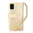 thumbnail image 6 of Dteck Wallet Case For Samsung Galaxy A71 (4G), Luxury Glitter Bling PU Leatether Zipper Purse Wallet Case with Built-in 9 Card Slots / Hand Strap, Gold, 6 of 6