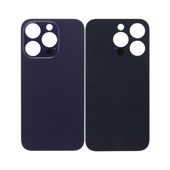 Replacement Back Glass With 3M Adhesive Compatible For iPhone 14 Pro (No Logo / Large Camera Hole) (Deep Purple)