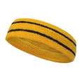 thumbnail image 4 of Couver Unisex Long Wide Terry Cloth Basketball Headband Two Stripe Design 3 Pack, Golden Yellow/2 Lines Black, 4 of 8