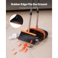 thumbnail image 2 of VEVOR Broom and Dustpan Set, Heavy Duty Dustpan and Broom Combo with Self-Cleaning Teeth, Metal Upright Standing Dust Pan with Long Handle, Ideal for Home, Restaurant, Office, Dorm, Black+Orange, 2 of 9