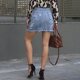 thumbnail image 5 of Falda corta casual desgastada, falda corta desgastada elástica para mujer Falda corta desgastada elástica Falda corta desgastada elástica Características de vanguardia, 5 of 7