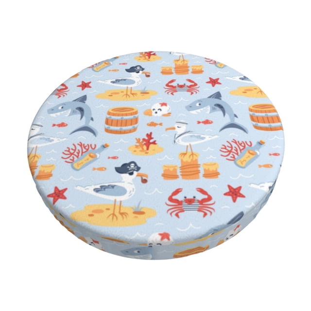 Balery Cute Shark Fundas de asiento para taburete de bar redondo de tela de terciopelo ajustables que protegen de arañazos y manchas para sillas de 14 a 17 pulgadas.-13 inch