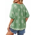 thumbnail image 5 of UVN Summer Tops for Women Short Sleeve V Neck Boho Casual Blouses Ladies Floral Print Tie Front Flowy Shirts, 5 of 9