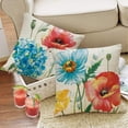 thumbnail image 4 of Spring Summer Flower Decorative Throw Pillow Covers 18 x 18 Set of 4, Watercolor Poppy Hydrangea Floral Porch Patio Outdoor Home Decor, Butterfly Seasonal Couch Cushion Case, 4 of 6