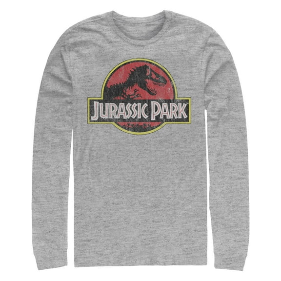 Men's Jurassic Park Distressed T-Rex Logo Long Sleeve Shirt