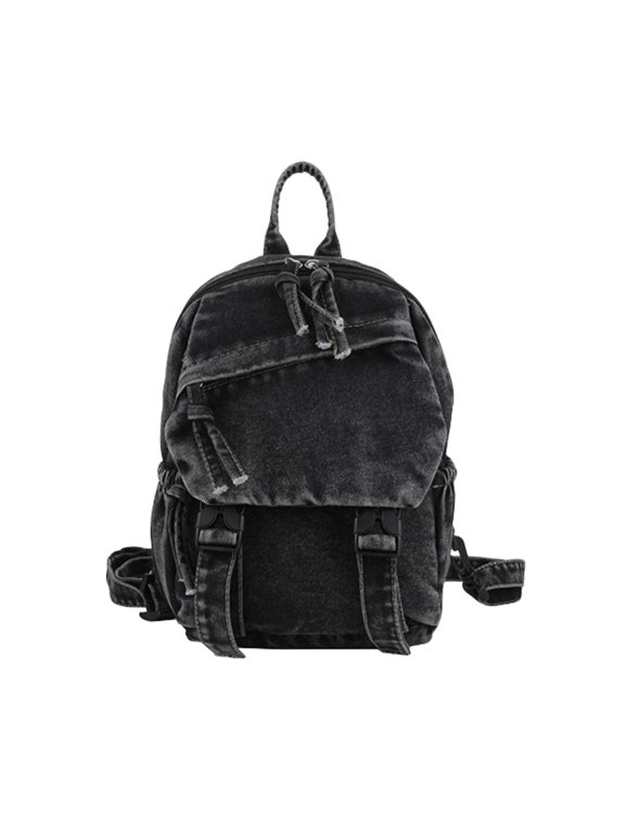 Small Convertible Denim Backpack with Detachable Straps, Casual Travel Daypack for Women Men with Multiple Pockets