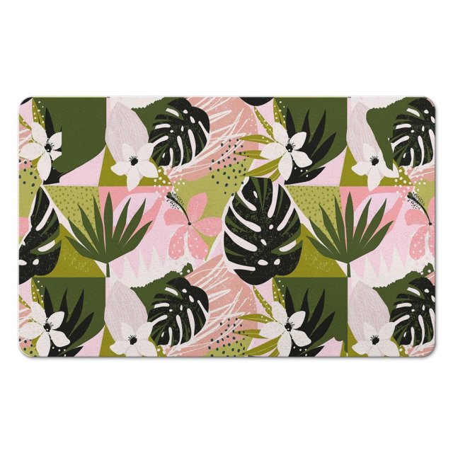 Large Bohemian Leaves Bathroom Mat Non Slip Quick Dry Super Absorbent Thin Bathroom Rugs,Cute,Bathroom Rugs Bath Mats Slip Resistant for Bathroom Living Room Entryway Kitchen Playroom,20x32 Inch