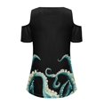 thumbnail image 6 of POLERO Women's Short Sleeve Shirts Cold Shoulder Tops Soft V Neck Blouse Tunic Shirt Sexy Octopus Art Print for Vacation Beach Hawaii Tshirt Casual Travel 2XL, 6 of 7