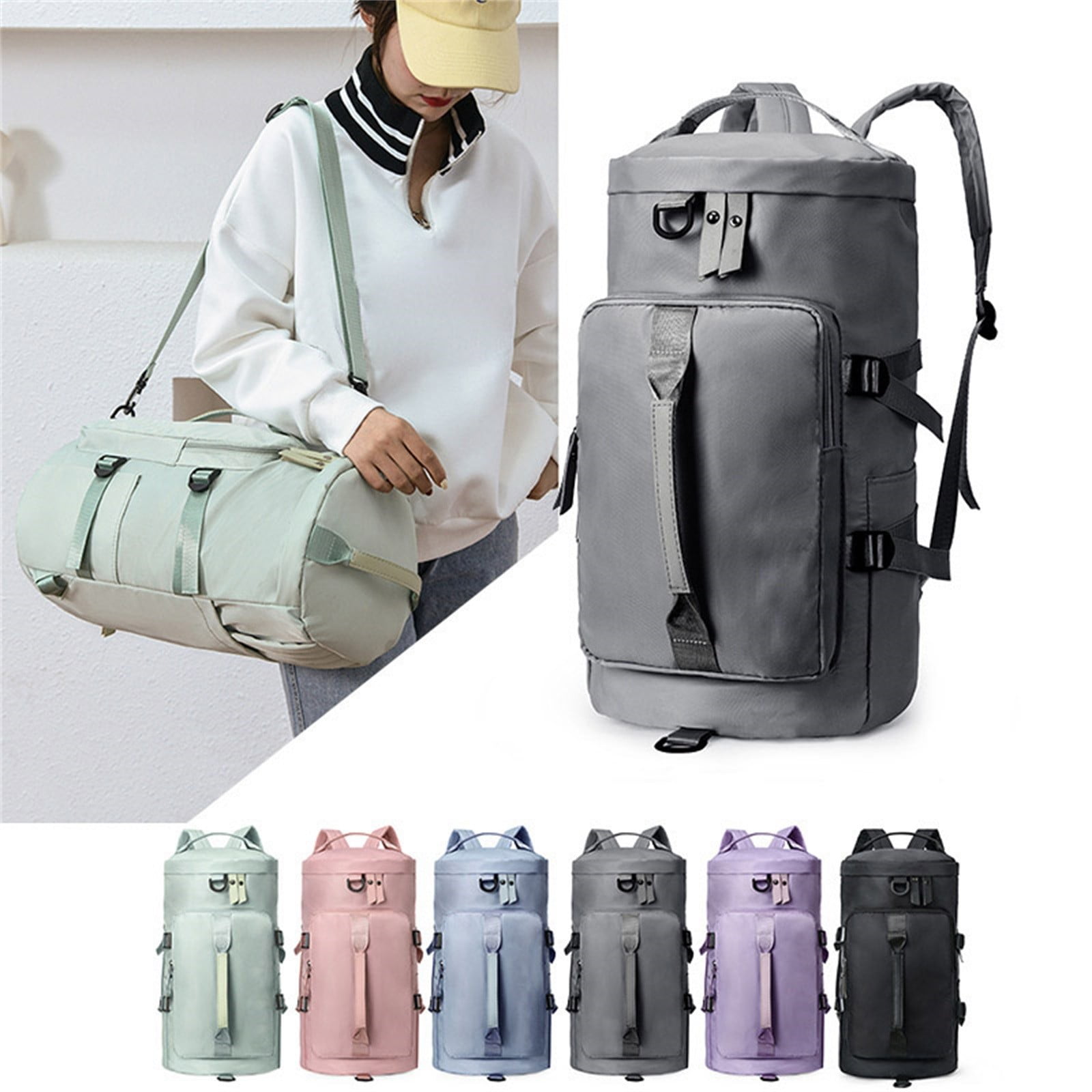 JAHH Gym Bag for Women Wet Pocket Overnight Bags Yoga Travel Swimming Camping Lightweight Men Sports Duffle Bag with Shoe Compartment