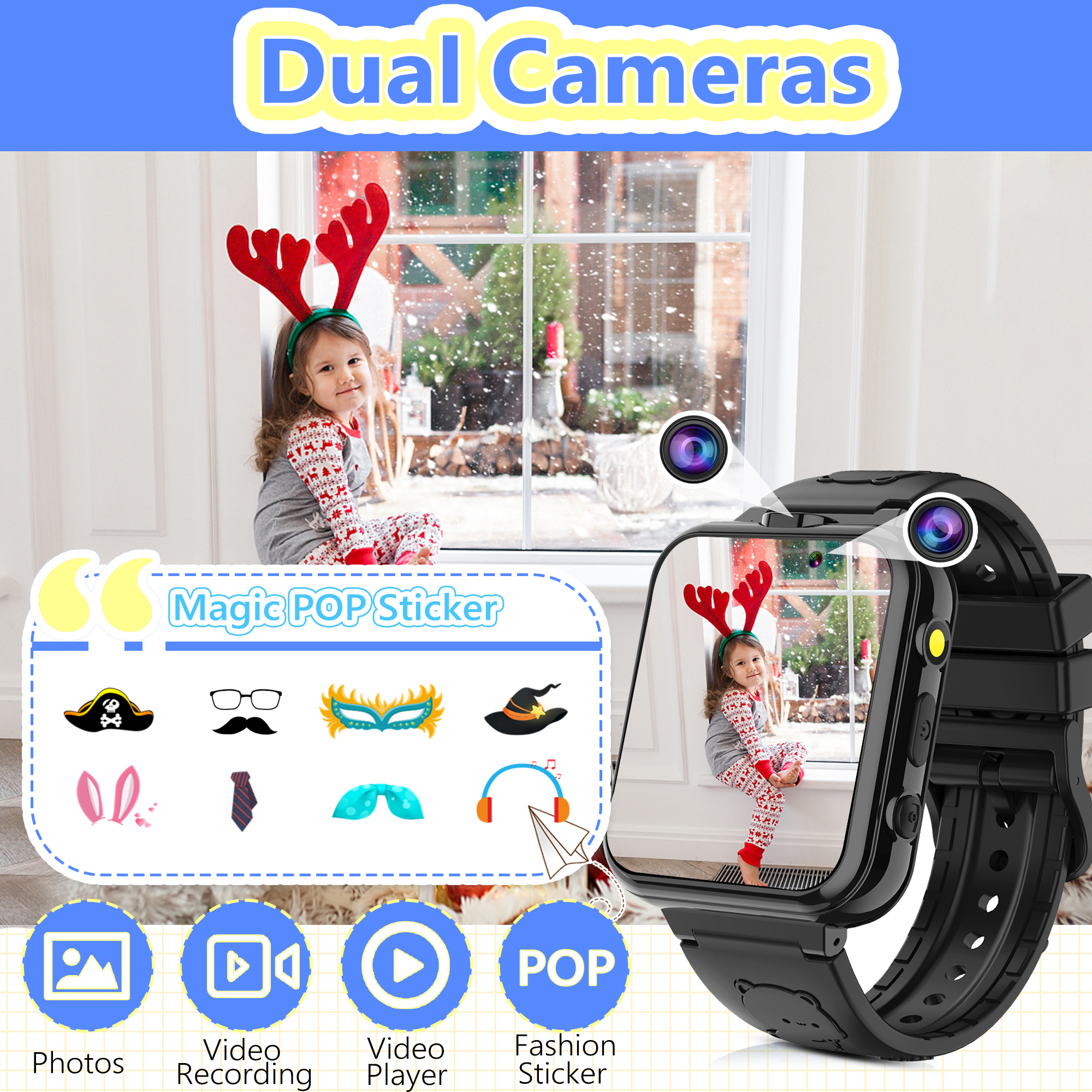 SZBXD Kids Game Smart Watch, Black photo 4