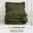 thumbnail image 7 of ANGENIA King Comforter Sets Olive Green, 3 Pieces Farmhouse Shabby Chic Ruffle Comforter Set, All Season Lightweight Soft Fluffy Microfiber Bed Set, 7 of 7