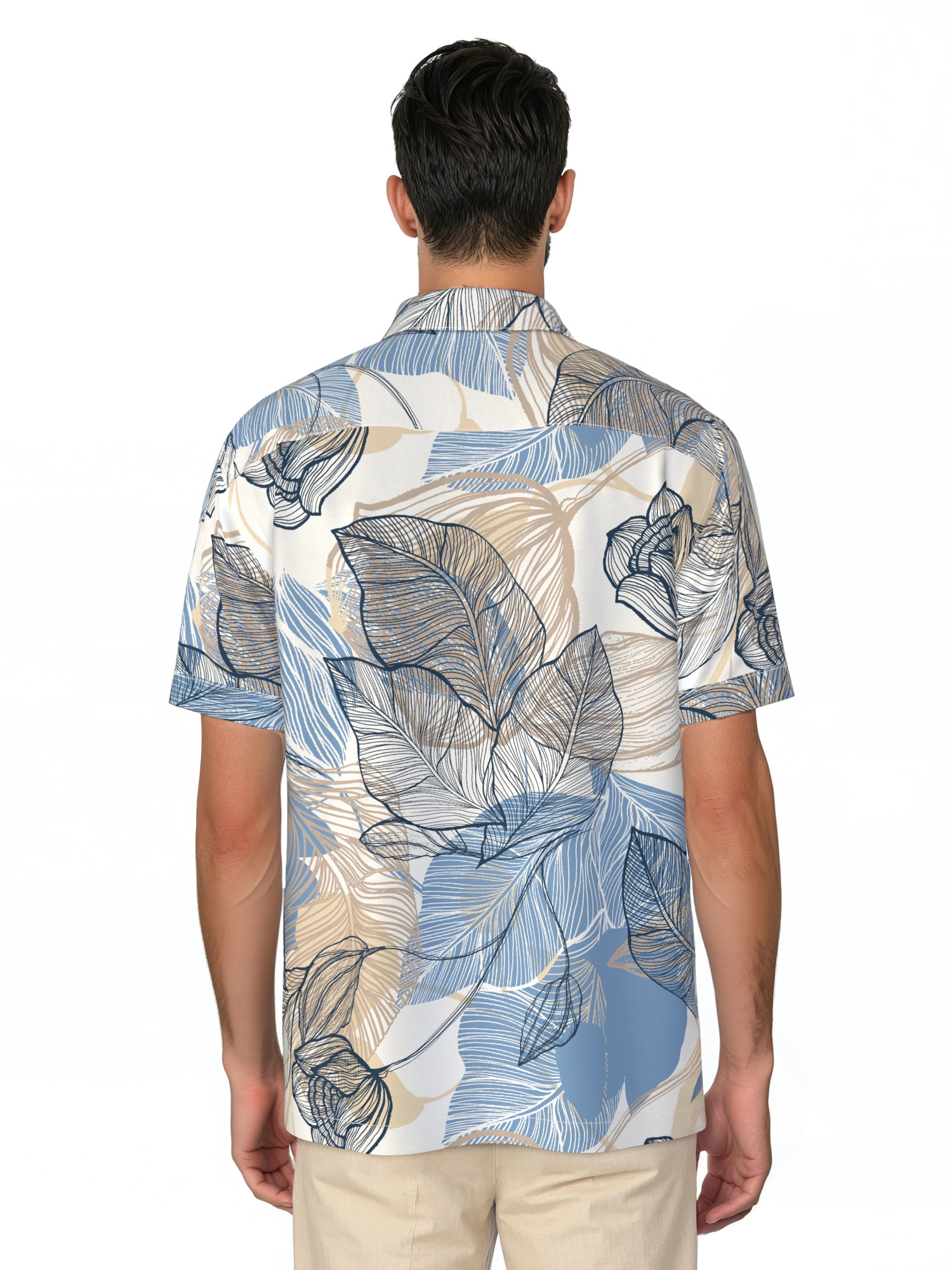 Havanera Men's and Big Men's Tropical Allover Short Sleeve Printed Button-Down Shirt with Texture, Sizes S-5XL