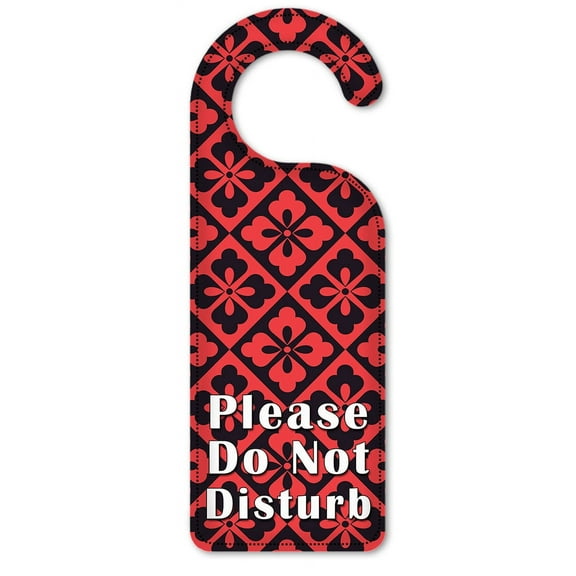 Do Not Disturb Door Knob Hanger Sign - Red & Black Triangular Flowers