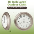 thumbnail image 6 of Pure Garden 18in Waterproof Indoor Outdoor Clock Thermometer Combo, Silver, 6 of 6