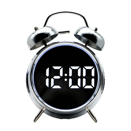 Loud Alarm Clock for Heavy Sleepers Adults, Teens,Kids,Cute Retro Metal,Old Fashioned with Twin Bells,Battery Operated or Plug in,Small Digital Desk Clock