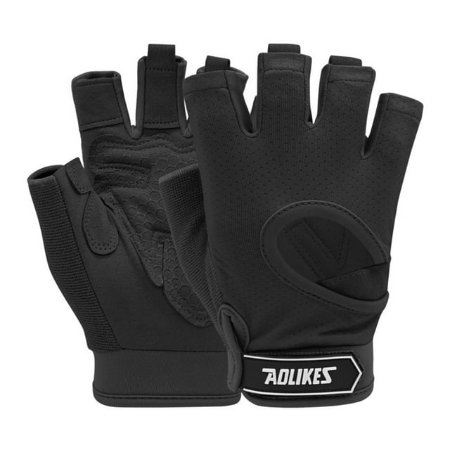 Advancent 1 par de guantes de gimnasio para Fitness, guante de medio dedo para ciclismo, manopla de entrenamiento para levantamiento de pesas, Ciclismo Negro/M