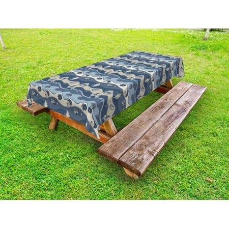 

Fish Outdoor Tablecloth Asian Inspired Geometric Aquarium Animal Geometric Pattern Cartoon Style Decorative Washable Fabric Picnic Table Cloth 58 X 84 Inches Slate and Cadet Blue Tan by Ambesonne