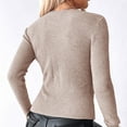thumbnail image 3 of BXINGOHAI Women's Soft V Neck Long Sleeve Fall Casual Fit Sweater Tops Khaki M, 3 of 3