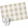 thumbnail image 2 of Cream White Buffalo Check 2x3 Door Mat Rug, Farmhouse Plaid Modern Geometric Non-Skid Rubber Backing Large Rectangle Rugs - Living Room Bedroom Home Office, Indoor Floor Mat Carpets Washable Rug, 2 of 9