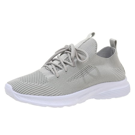 

Daznico Women Sports Shoes Flat Bottom Lightweight Flying Woven Mesh Breathable Comfortable Lace Up Running Shoes Size US 7.5