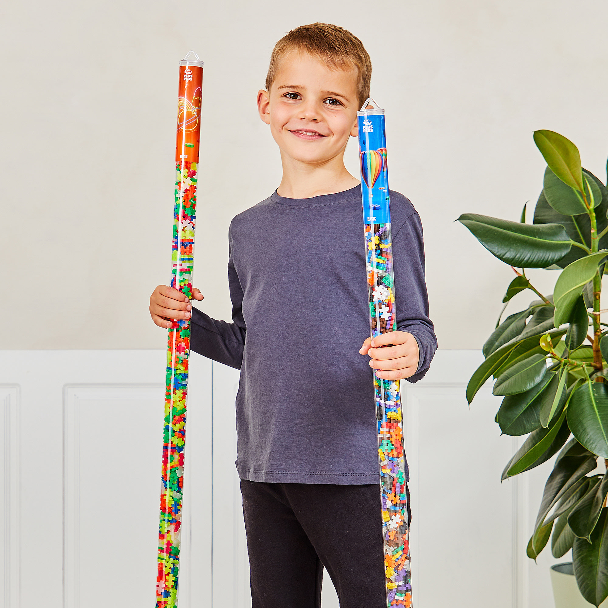 Plus-Plus: Super Tube - Neon Color Mix - 500 Pieces – Construction Building STEM Toy, Interlocking Mini Puzzle Blocks, Open Play Set, Kids Ages 5+
